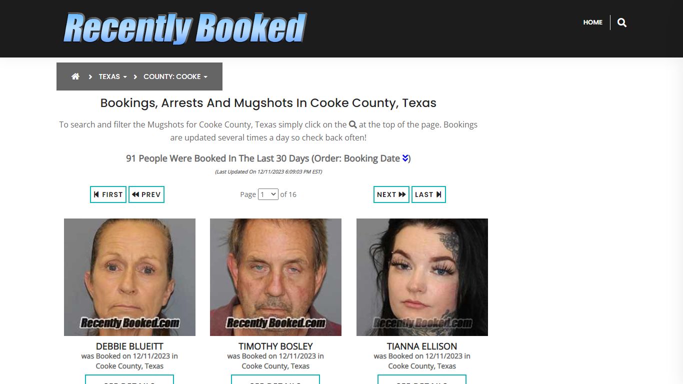 Recent bookings, Arrests, Mugshots in Cooke County, Texas - Recently Booked